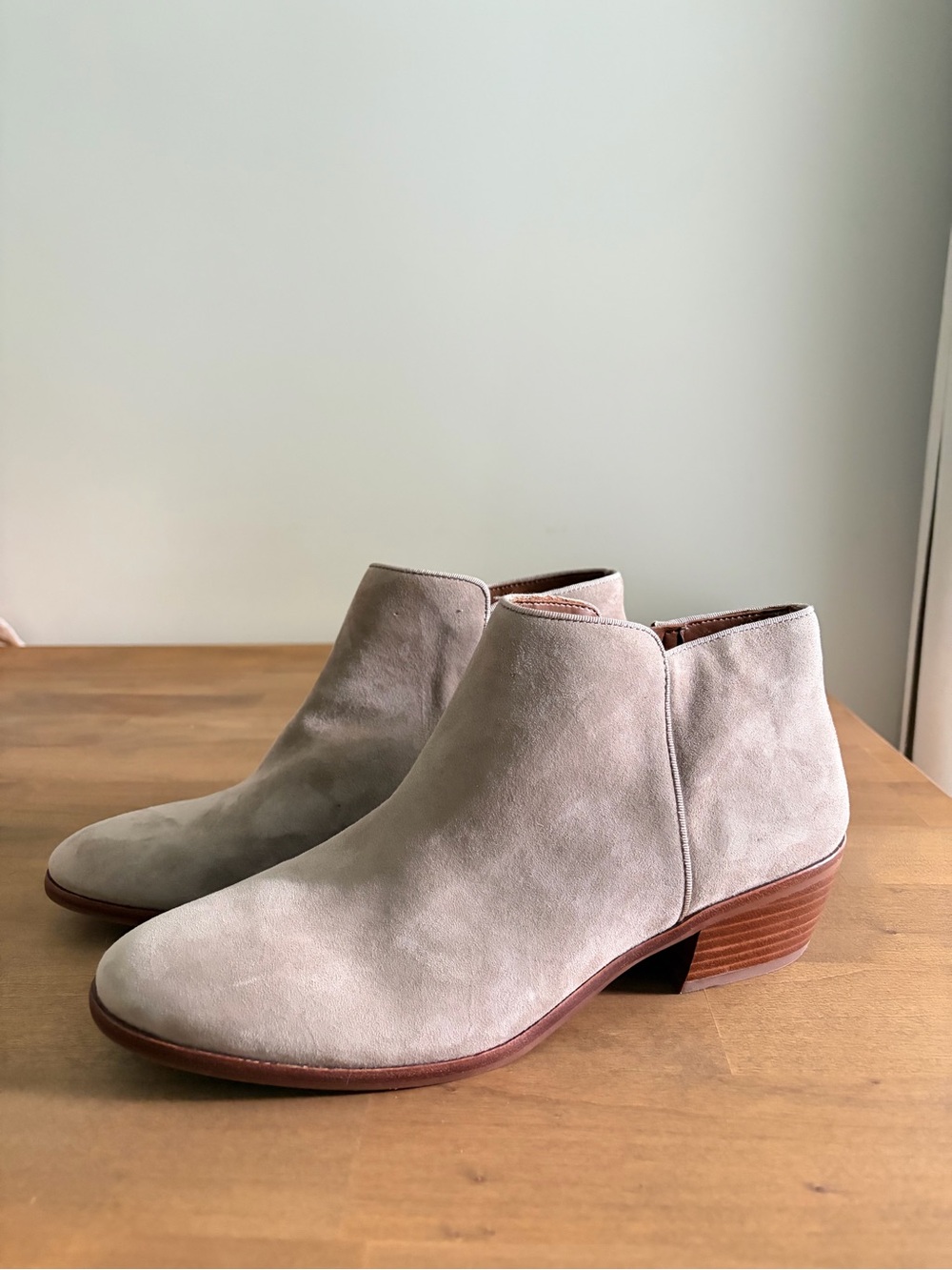Sam Edelman Taupe Suede Low Heel Ankle Booties – Size 9 - Like New